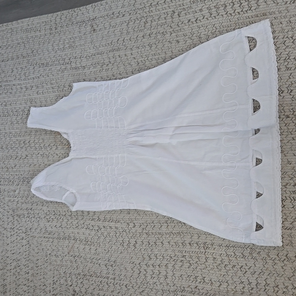 NWT 100% Cotton White Embroidered Sleeveless Dress - Picture 4 of 4